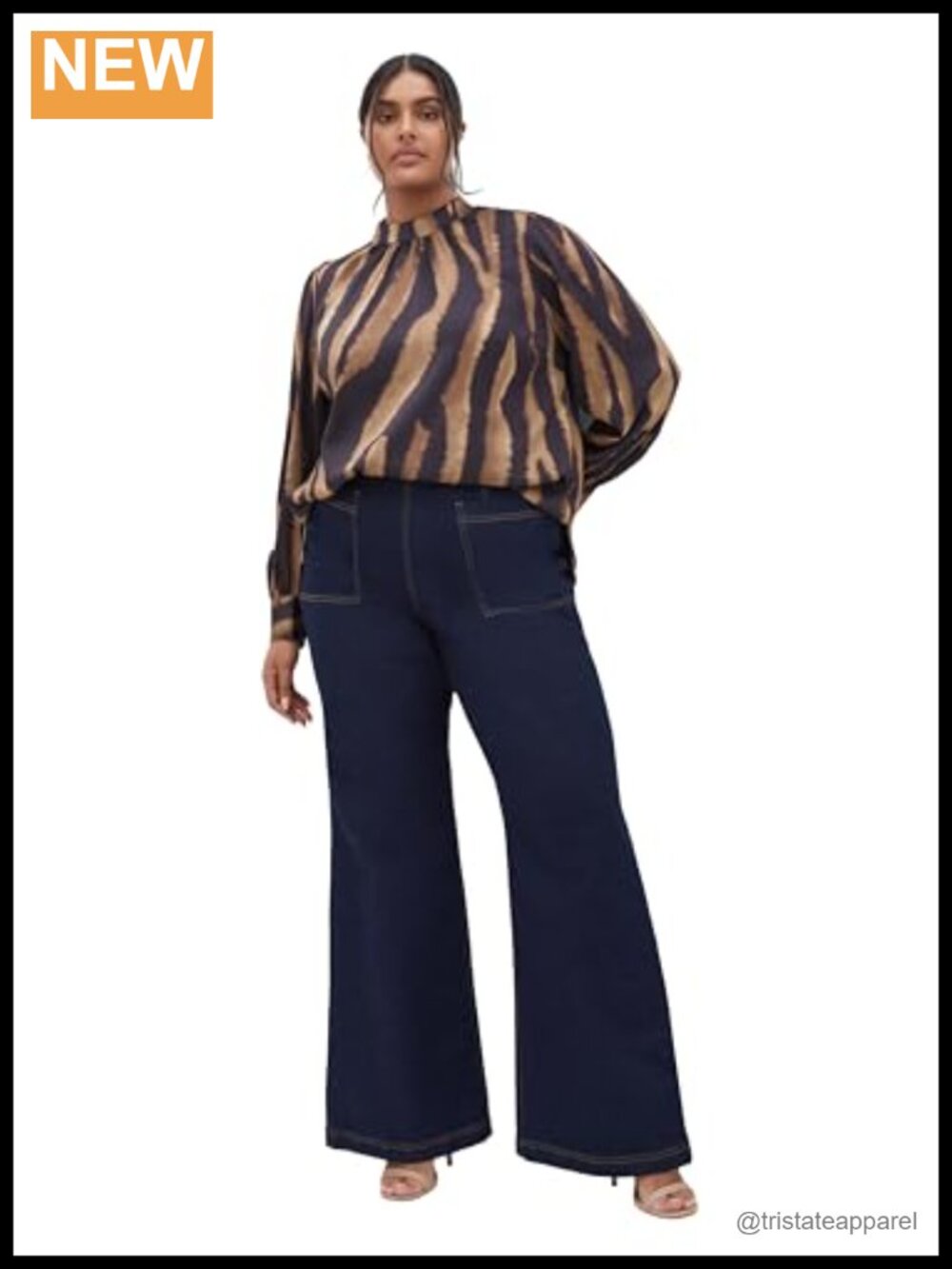 City Chic Women's Plus Size Silk Sateen Blouse with Tie Neck